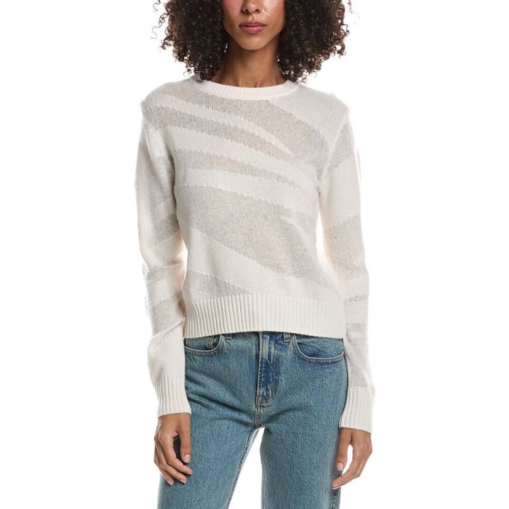 Brodie Cashmere Womens Mix Gauge Zebra 100% Cashmere Sweater, Tan